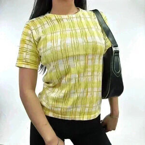 Dead stock knit baby tee plaid  sweater